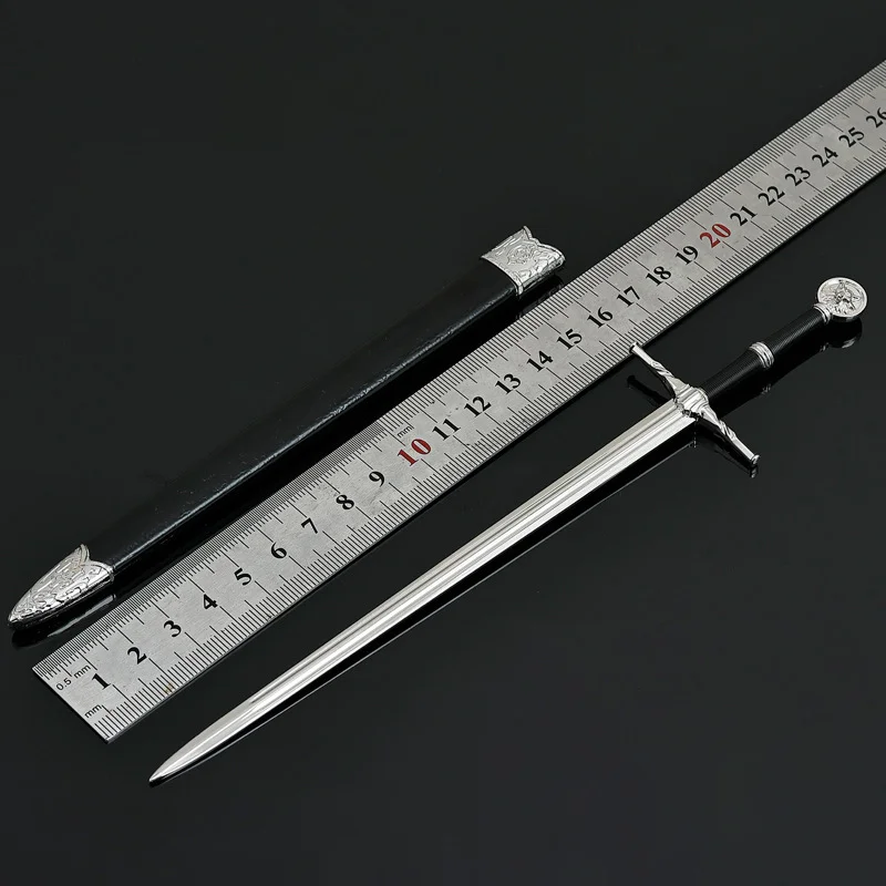 22cm Witcher Geralt White Wolf Sword All Metal Sheathed Knife Toy Model Game Ornament Medieval Sword Katana Collection