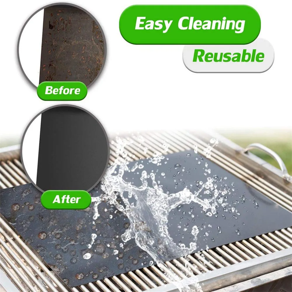 Non-Stick BBQ Grill Mat Baking Mat Cooking Reusable Barbecue Grilling Sheet Heat Resistance Easily Cleaned Kitchen Tools