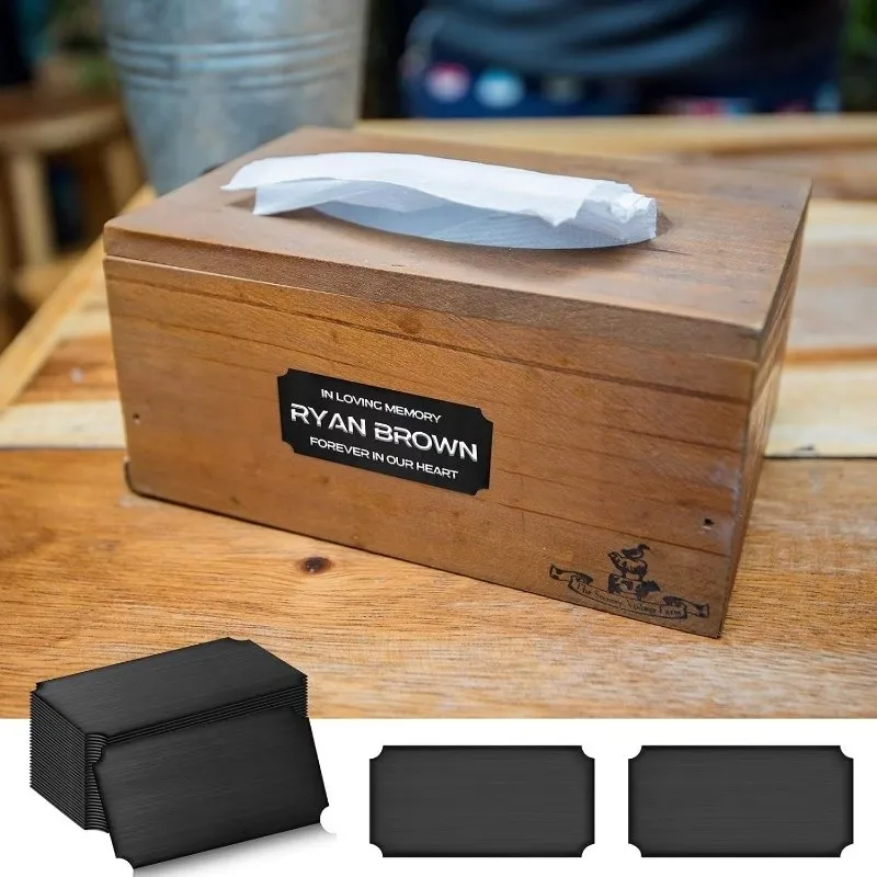 Black Finish Surface Blank Name Badges, 33 pcs, Office Desk Labeling, Durable Scratch Resistant for Meeting Table Signs