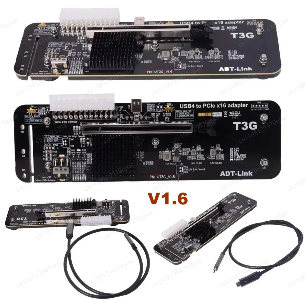 ADT-Link UT3G V1.6 USB4 to PCIe x16 eGPU Adapter, ASM2464PD PCIe 4.0 External Graphics Dock for Thunderbolt 3/4 NUC ITX Laptop