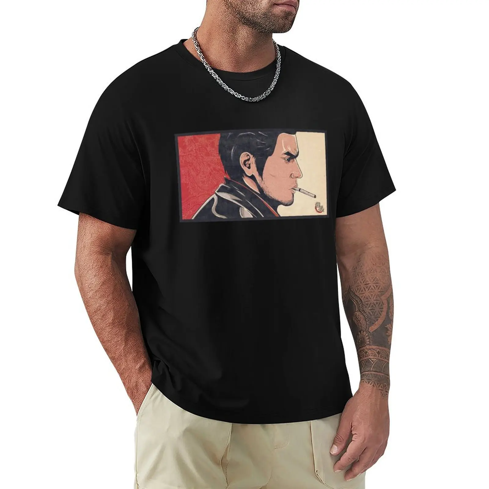 Kazuma Kiryu Yakuza Print T-Shirt Sports Casual Breathable Tee Shirt