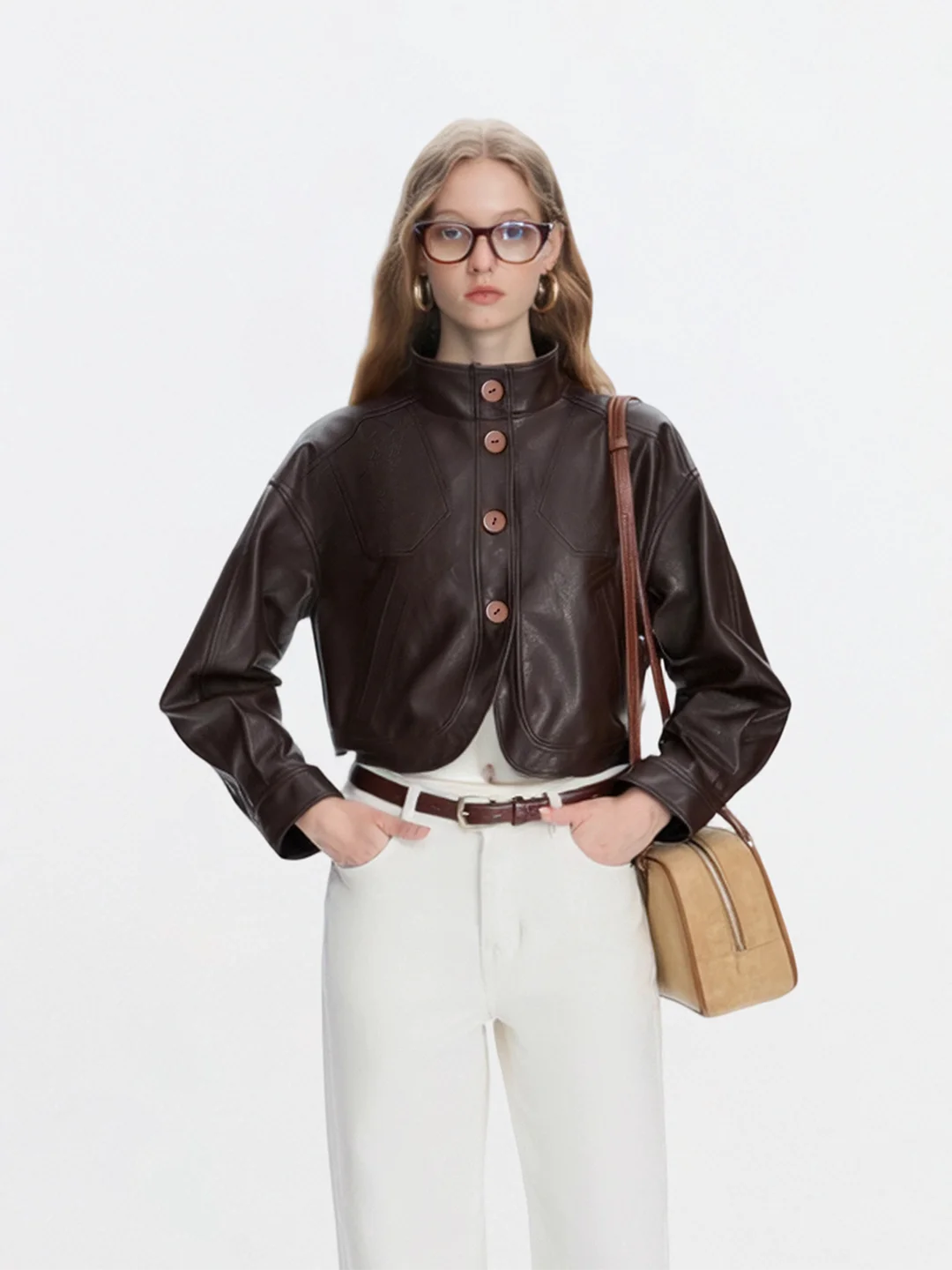 

AHMI Punk Millennium ort Leather Jaet Cool Personali Front Cover Girl Rebellious Retro Jaet Coat for Girls Autumn Winter