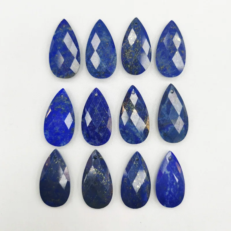 

Fashion 12pcs good Quality lapis lazuli Natural Stone Water Drop with hole Bead for Jewelry Making earring Necklace Accessories