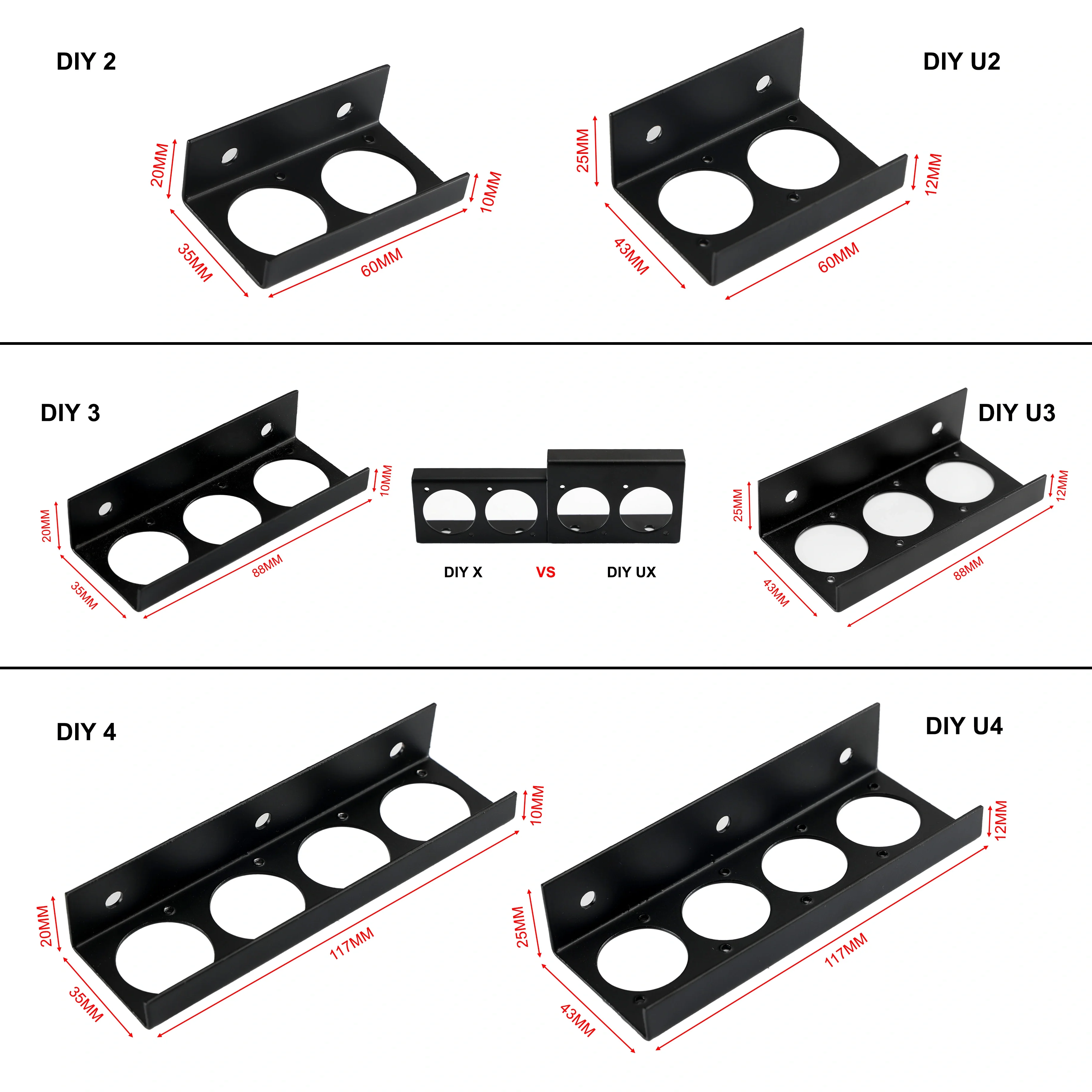 MKF DIY Guitar Effect Pedal Board Side Port Panel Mount Bracket Audio Adaptor Accessories Multiple Sizes Optional 2 3 4 Holes