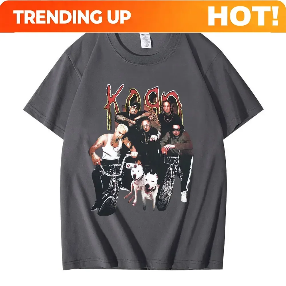 Customization Shirt 90s American Rock Band Korn T Shirt Metal Gothic Men Women Vintage Oversized T-shirt Streetwear Summer Short