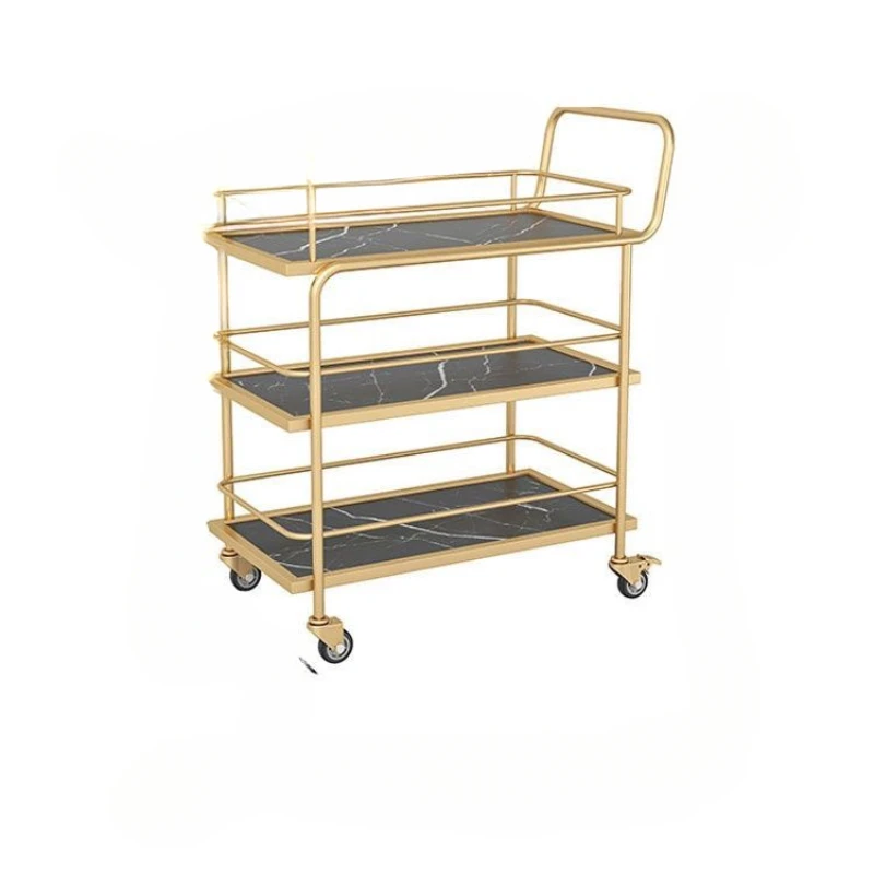 Carrito de salón de entrega de suelo, vestidor de hospitalidad, carrito de salón de maquillaje profesional dorado, Muebles de Peluqueria Fg19