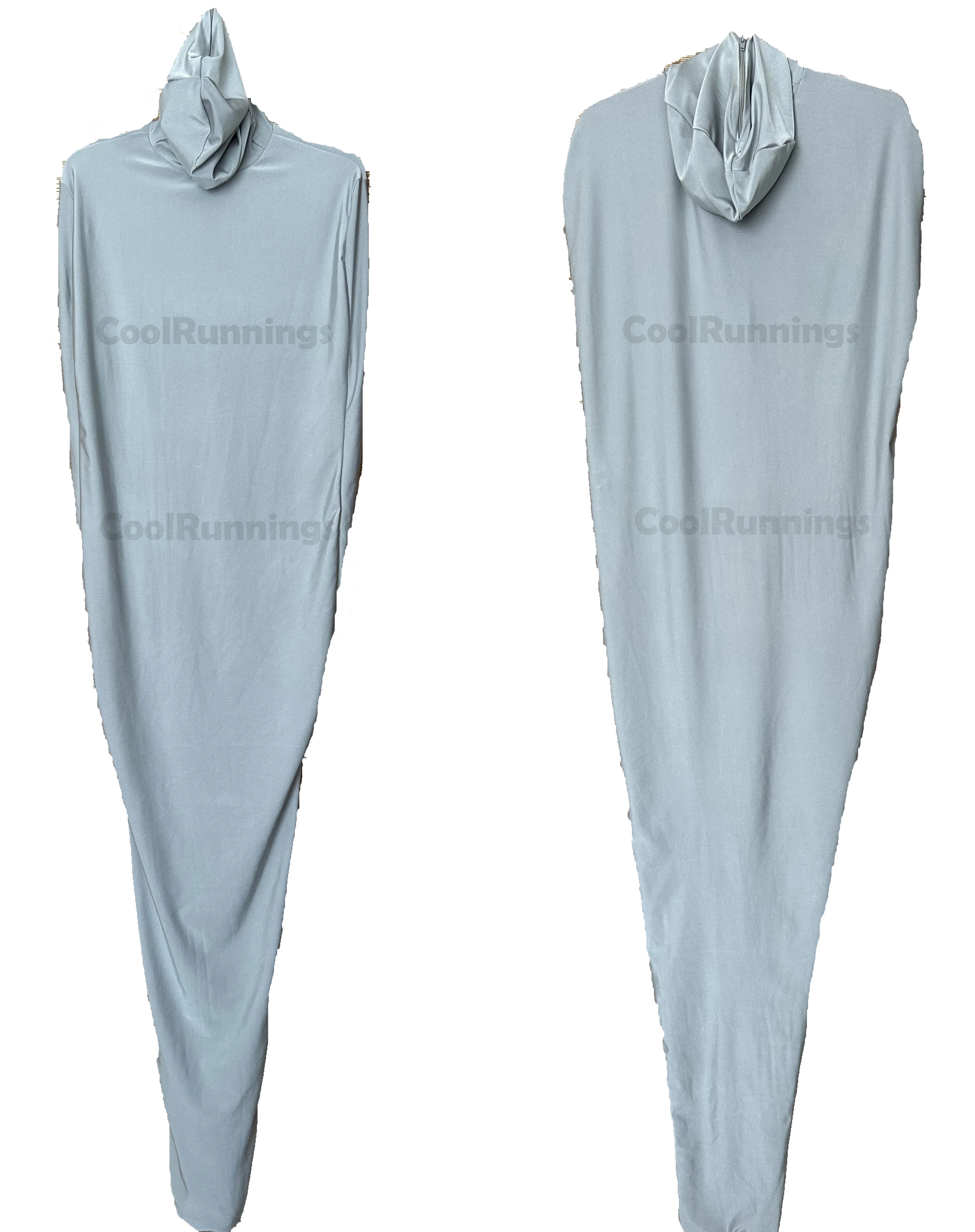 Full Face Mummy Unisex Cosplay Stage Spandex Zentai Body Sleeping Bag With Internal Sleeves - Back zipper