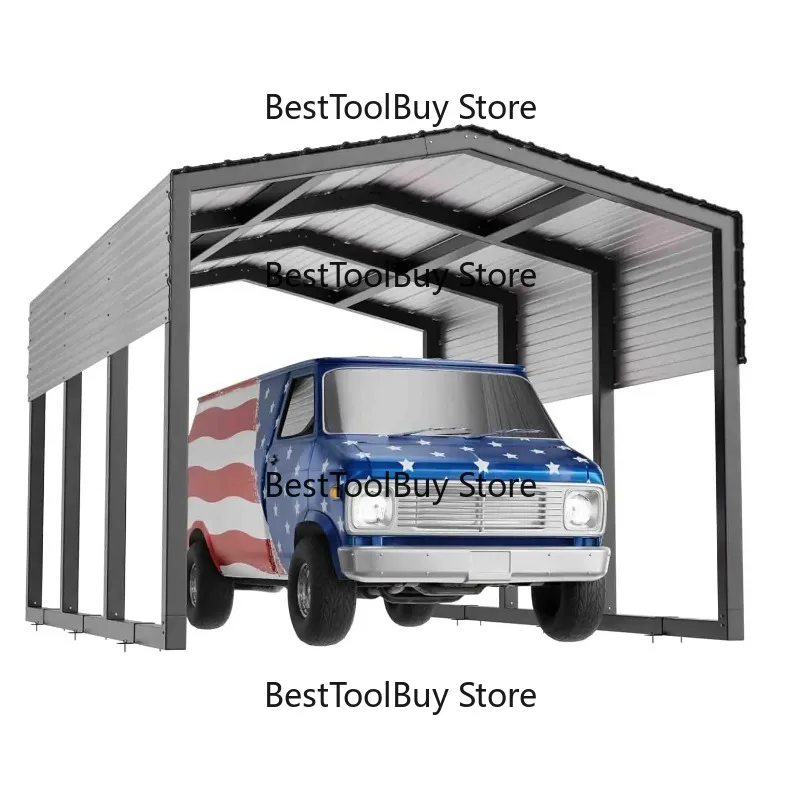 Verstärkter Metall-Carport mit Stahldach, verstärkter Basis und Schneebeständigkeit, Auto-Unterstand für PKW, LKW, Boot, individuell anpassbar