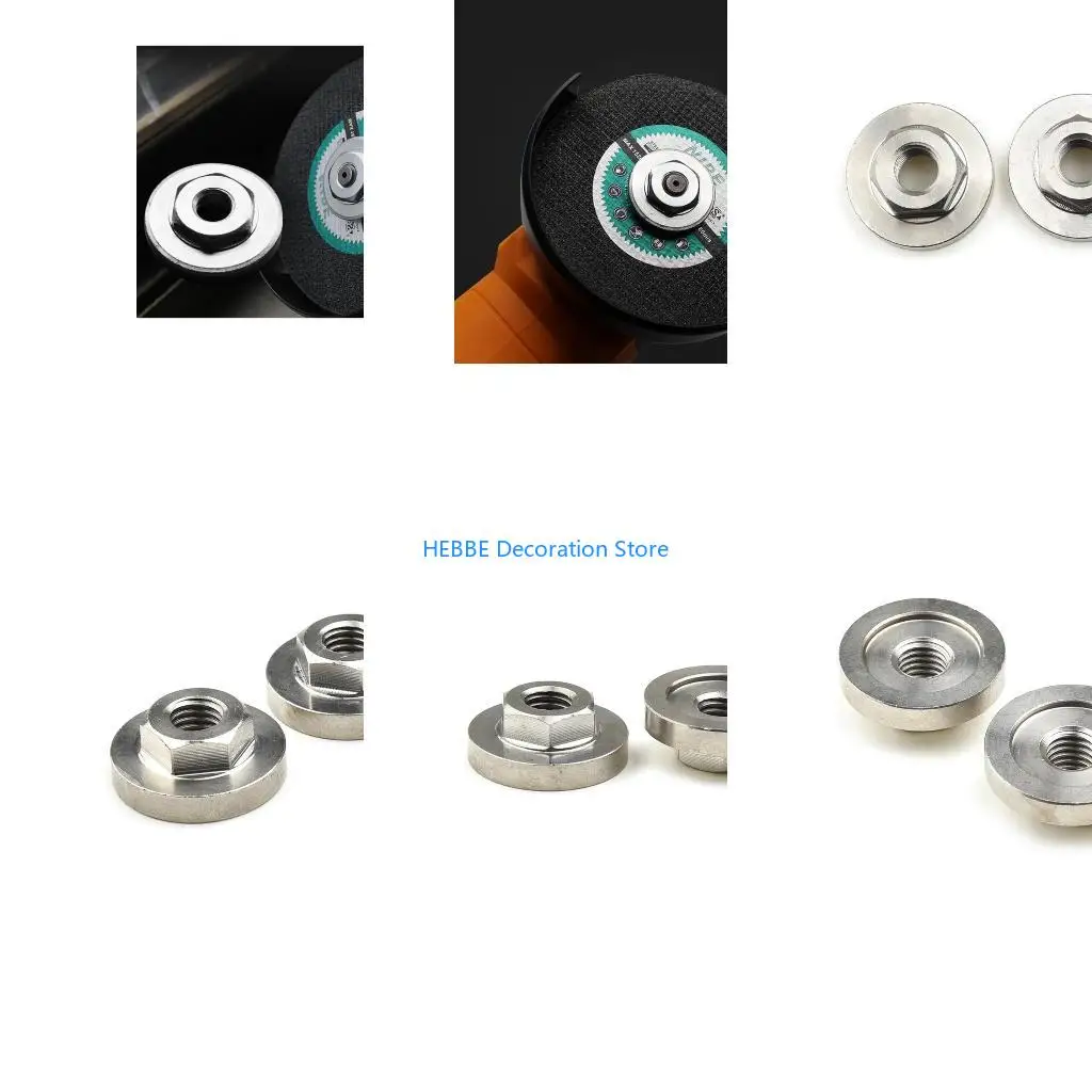 B0KC 2Pcs Replace Grinder Metal Pressure Plate Inner Outer Flange Nut Set Tools