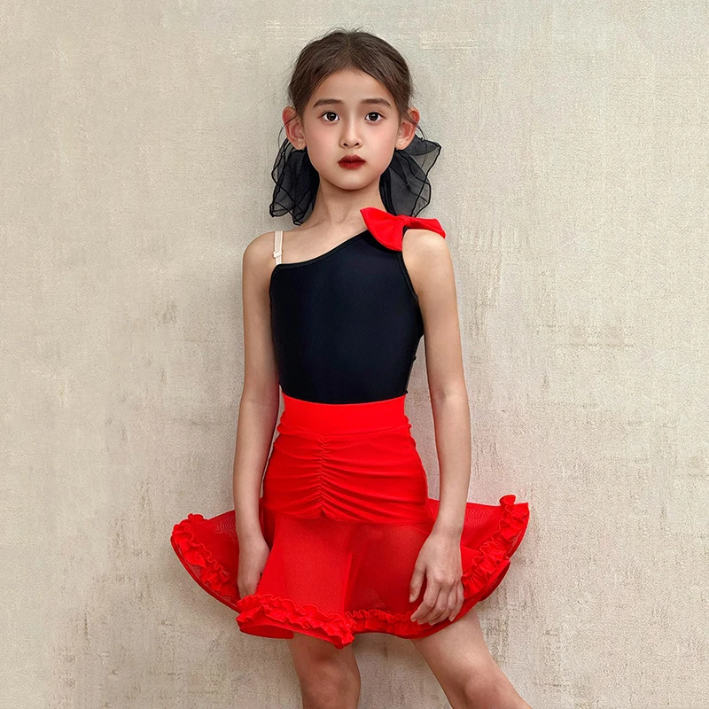 

2025 New Girls Latin Dance Costume Kids Chacha Latin Dance Dresses Children'S Samba Rumba Ballroom Dance Party Wear SL12519