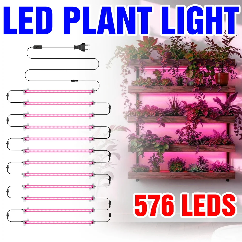 12 Heads LED Grow Light Strip Indoor Flower Seeds Hydroponics Lamp 220V For Potted Vegetable Fruit Fill Lighting 30/50CM EU Plug
