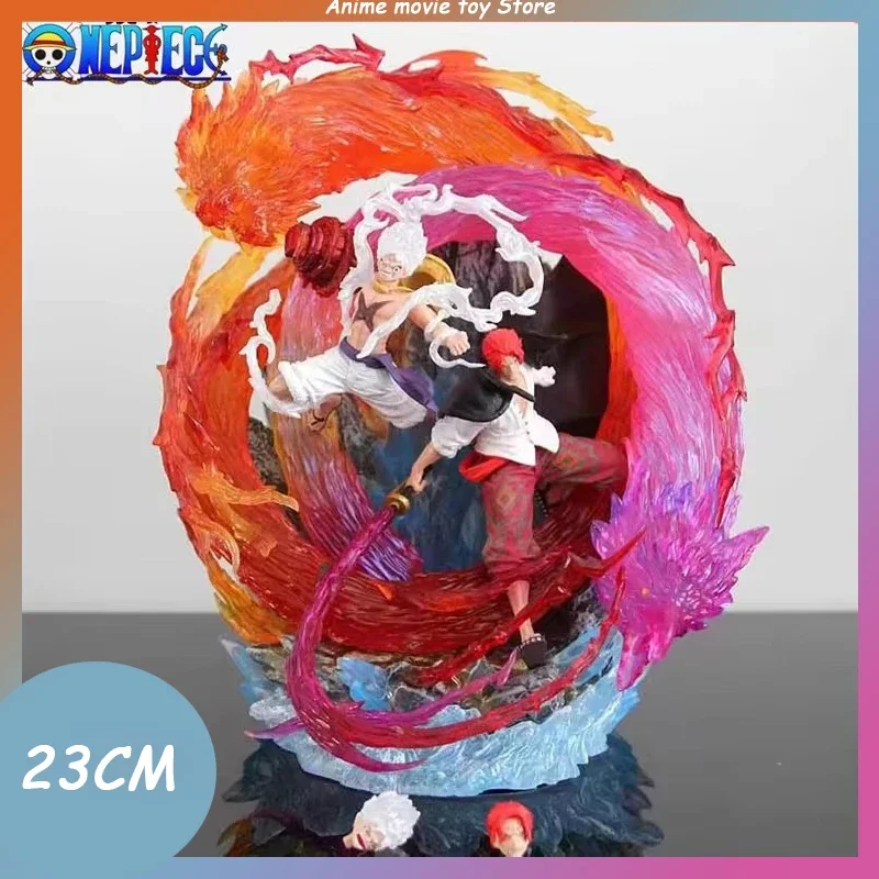 

One Piece 23cm Manki Red And White Red Hair Nika Luffy Shanks Gk Double Headed Anime Statue Model Ornament Collectibles Toys Gif