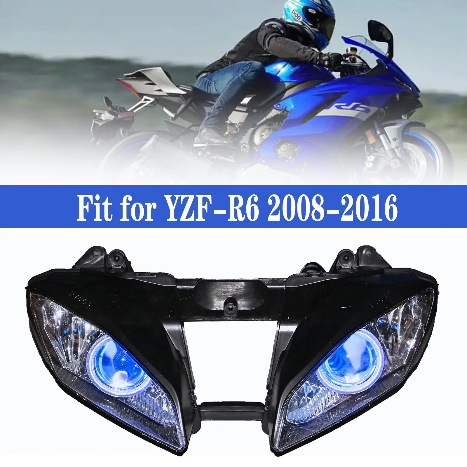 

Fit for YAMAHA 2008 - 2016 YZF-R6 Motorcycle Demon Angel Eye HID Projector Headlight YZF R6 2009 2010 2011 2012 2013 2014 2015