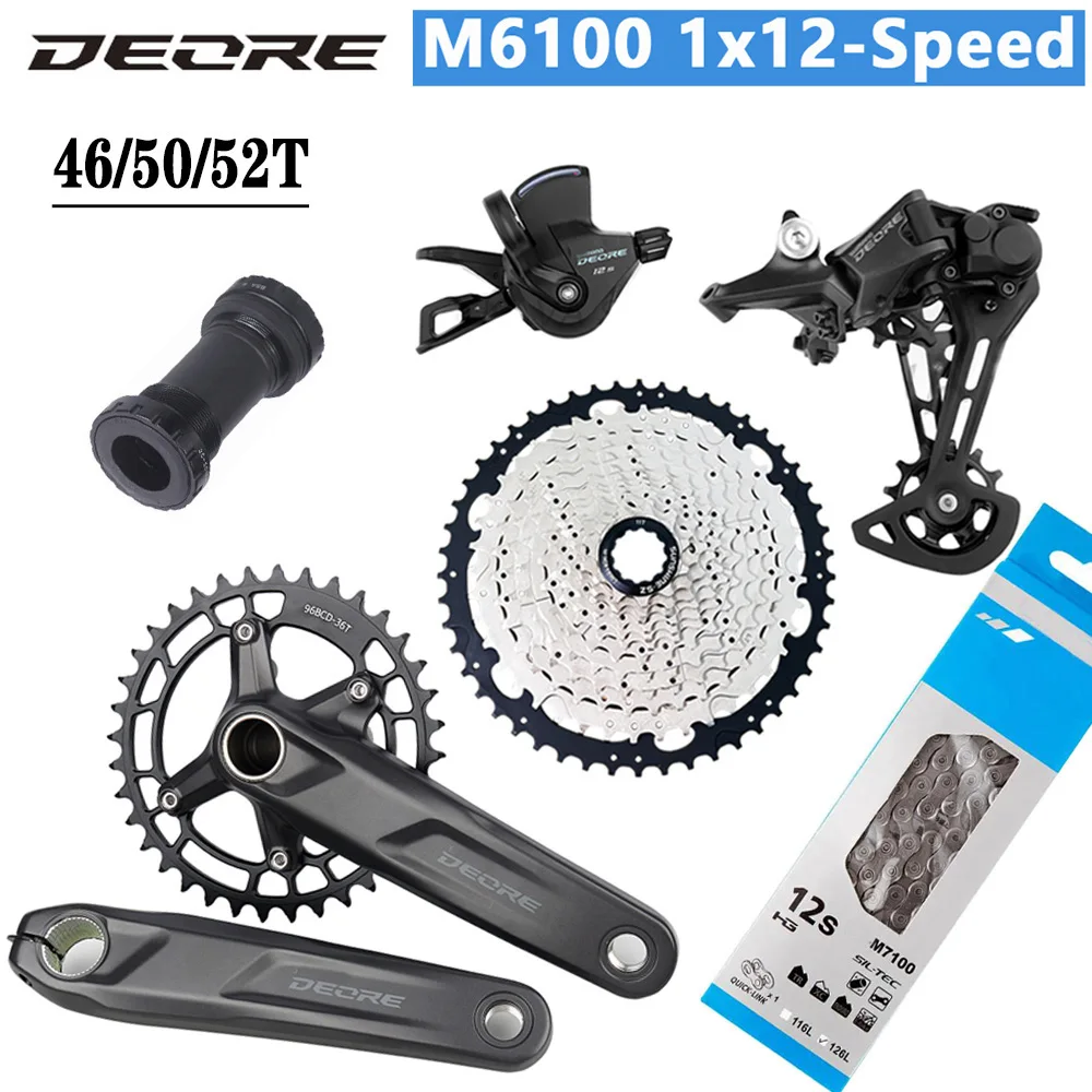 Deore M6100 12 Speed Groupset Bike Derailleur Shift M5100 Crank CN M7100 Chain 12V 46/50/52T Cassette for HG