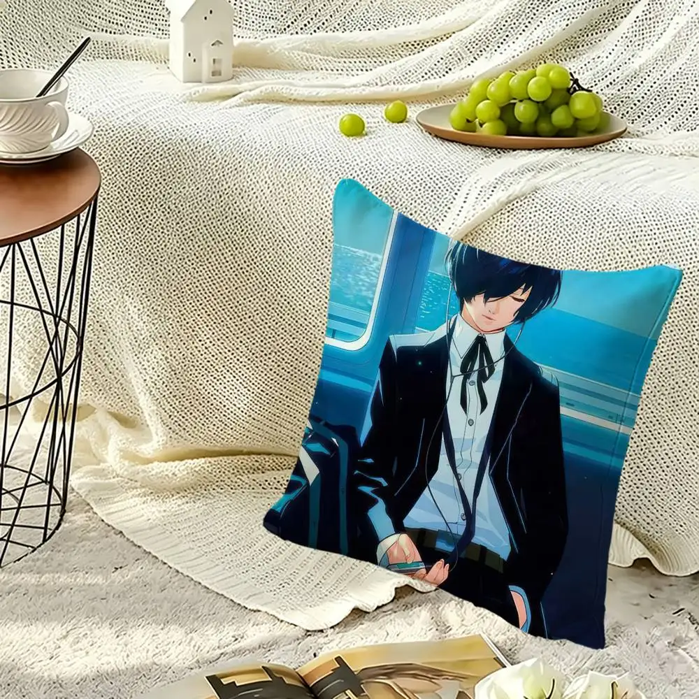 Cartoon P-Persona 3 Game Square Double-Sided printed Pillow Case Bedroom Bedside Pillow Sofa Cushion Cover