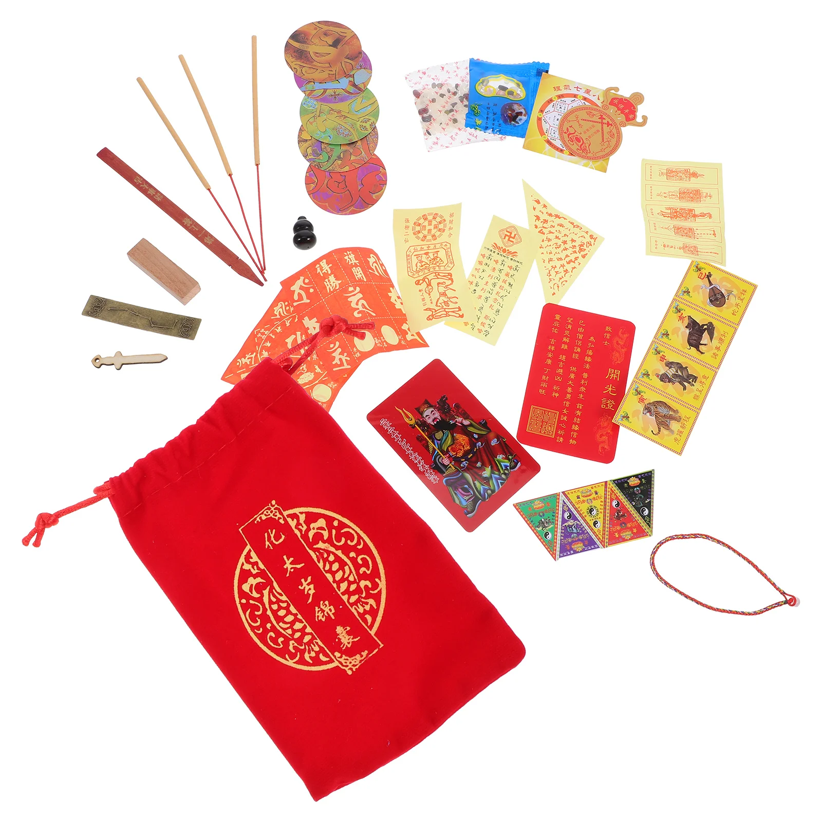 1 Box Chinese Good Luck And Fortune Text Red Brocade Pouch Amulet Bags For Wealth And Success In 2025 Snake Year