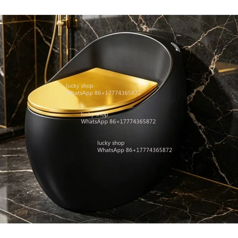 Black and Gold Toilet Toilet Toilet, Ceramic Personalized Colored Egg Toilet, Water-saving and High-impulse, New Model.