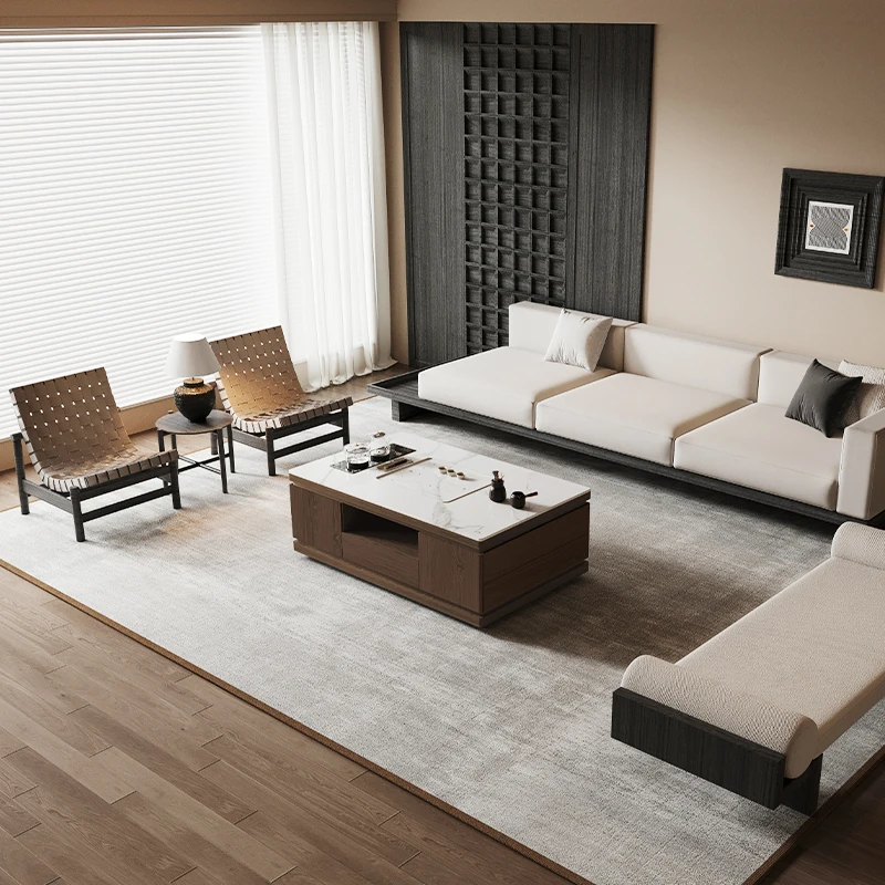 

New Chinese-style solid wood rock slab tea table Modern simple multi-functional small apartment living room integrated h