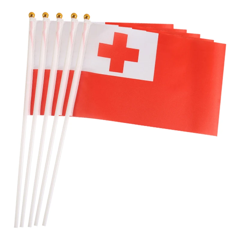 xvggdg  100pcs  14 * 21cm   Tonga   hand flag Promotion Wholesale Small  Tonga  Hand Waving National Flag