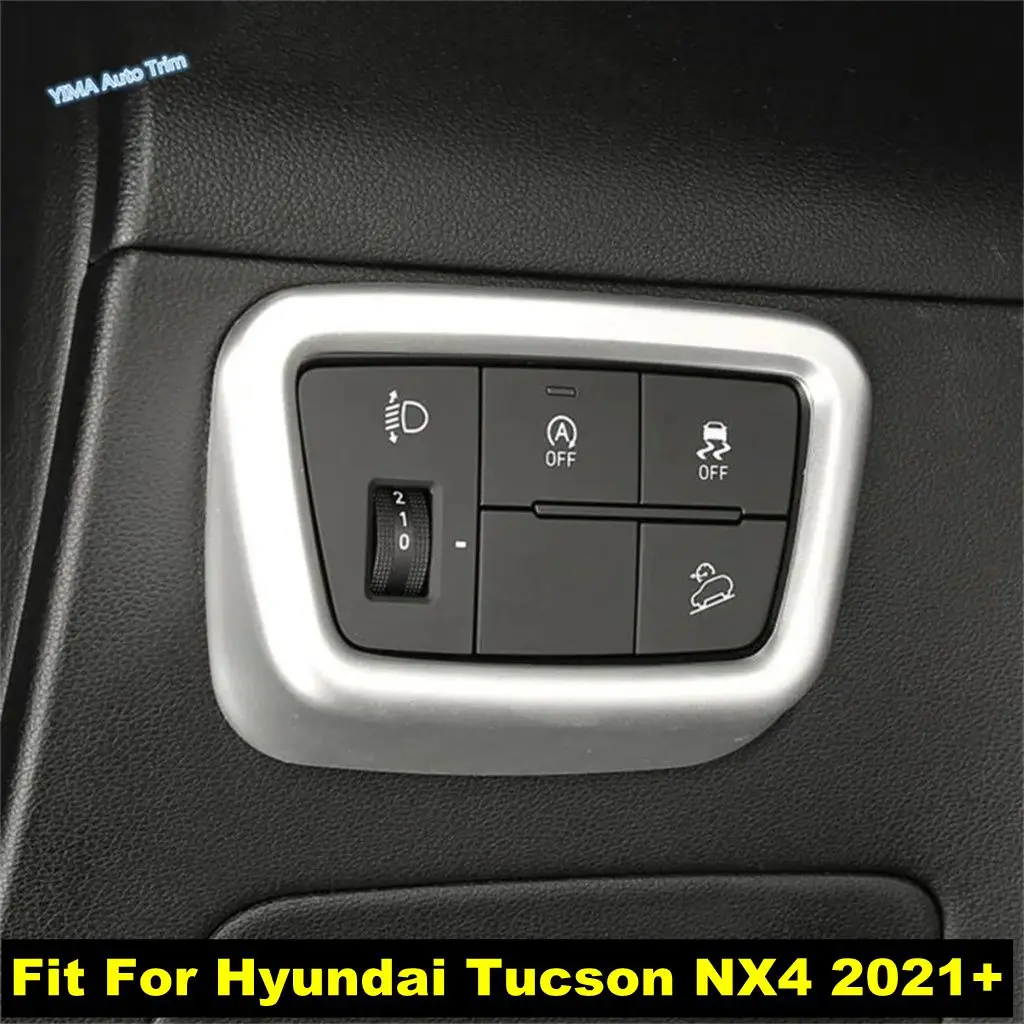 

For Hyundai Tucson NX4 2021 2022 2023 ABS Carbon Fiber Car Headlight Lights Adjustment Button Decor Frame Cover Trim Accessories