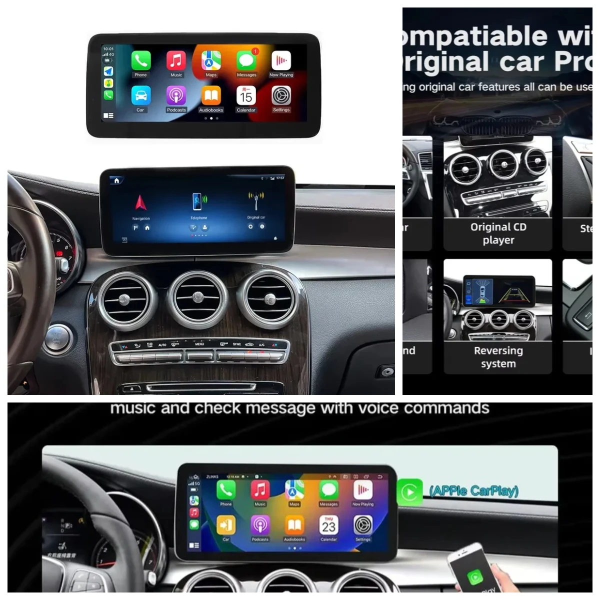 

12.3" Android IPS Touch Screen Navigation CarPlay for C Class W204 W205 NTG5.0 2015-2018 Car Radio
