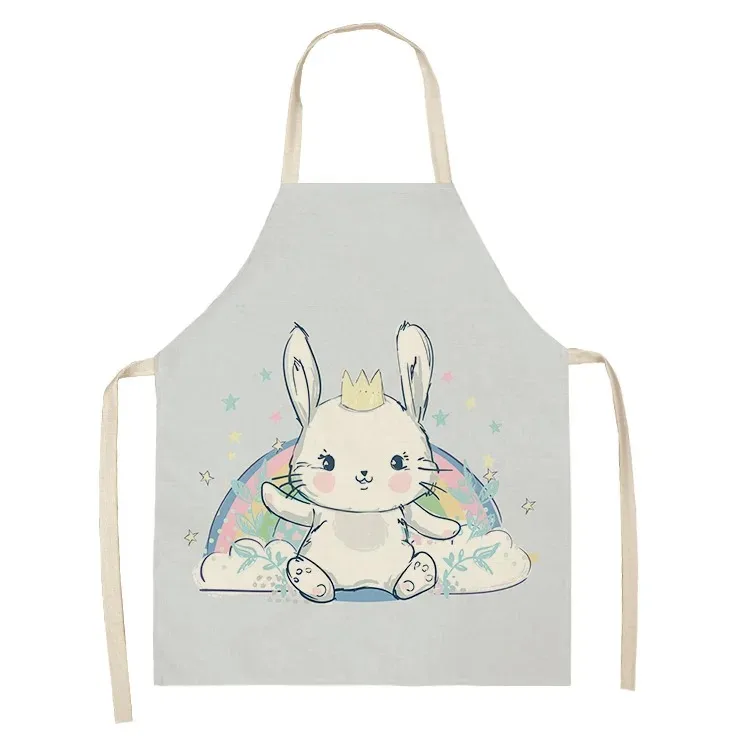 Cute bunny pattern apron home kitchen cooking baking apron children\'s dining bib anti-fouling cleaning tool