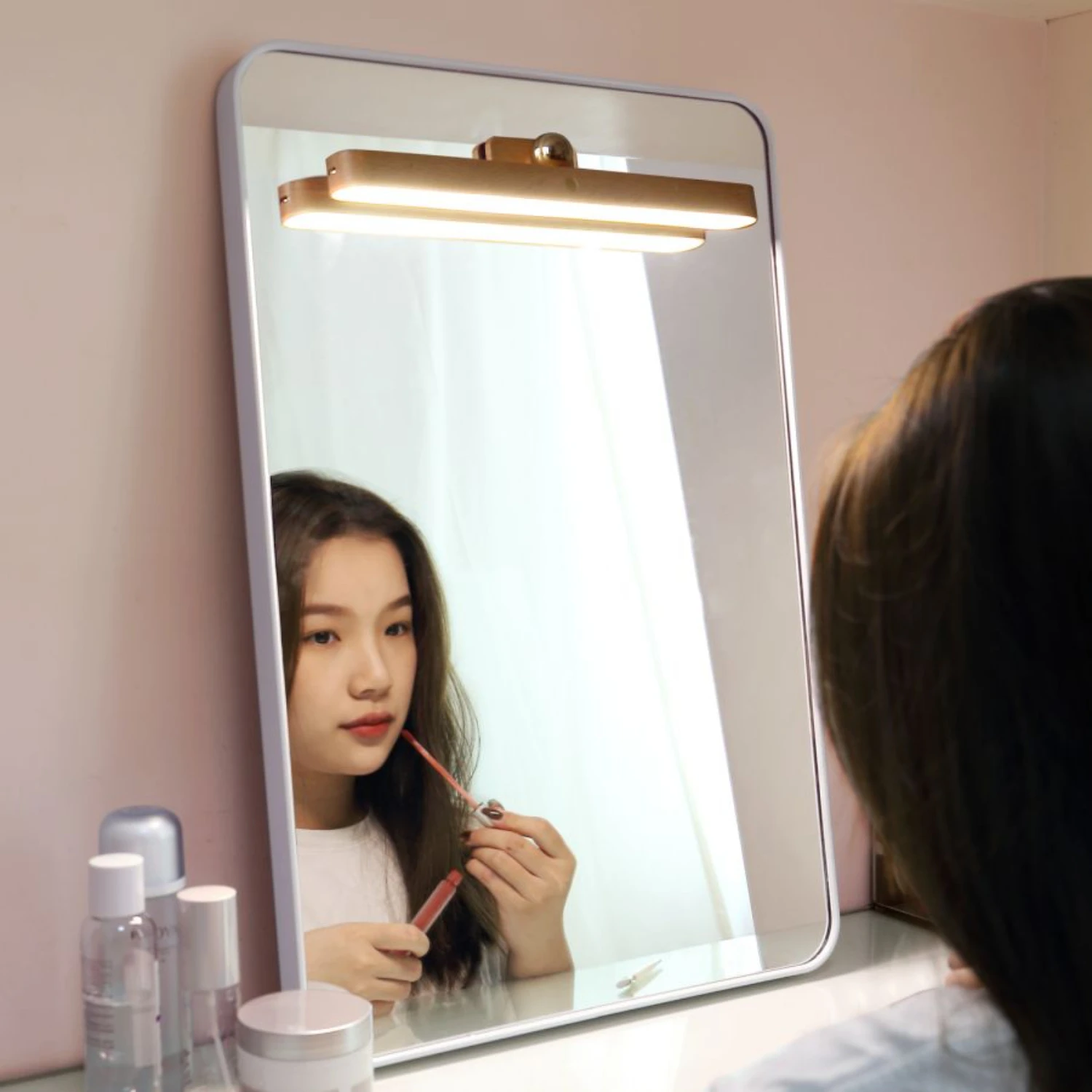 New Stunning Rotatable Wooden Mirror Front Fill Light with Adjustable Brightness - Convenient Touch Wall Light, Bright LED Night