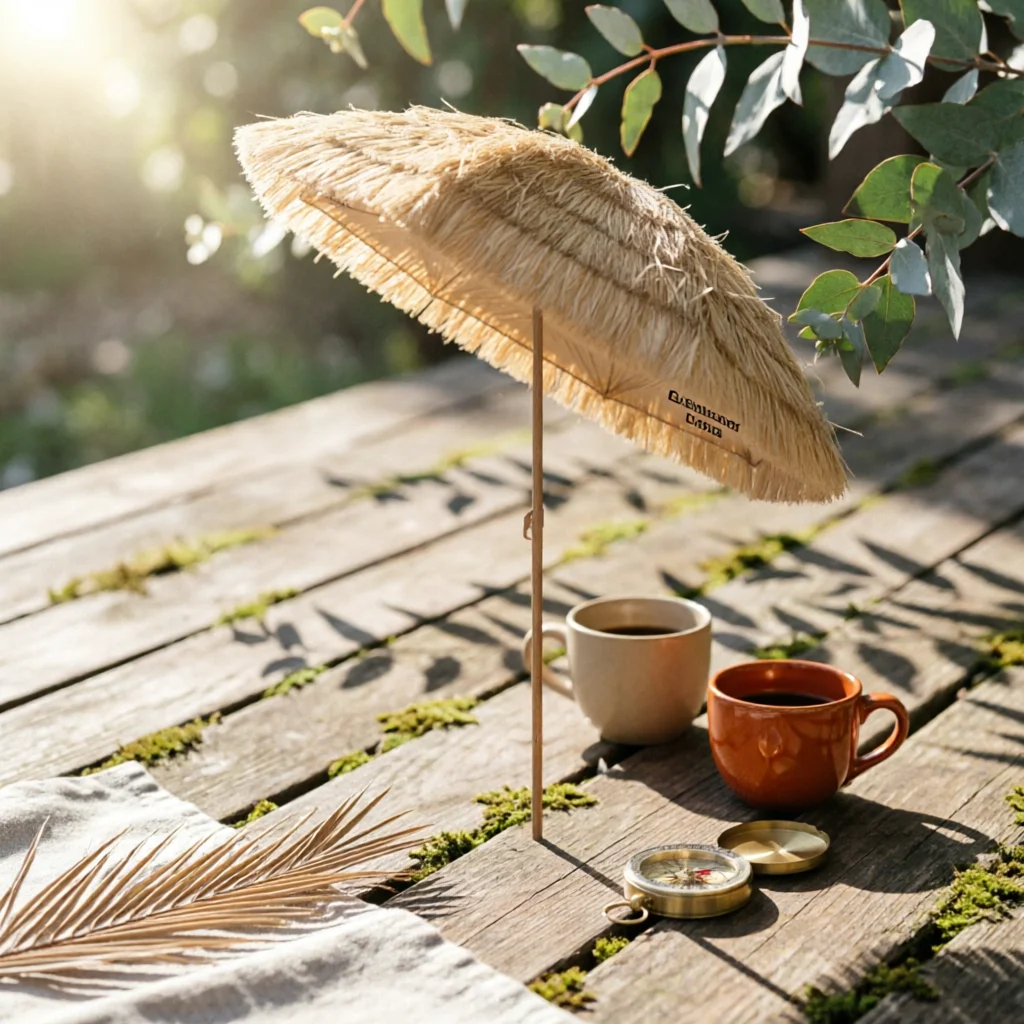 Thatched Umbrella Tropical Straw Umbrella Sunshade Hawaiian Heavy Duty for Patio, Garden