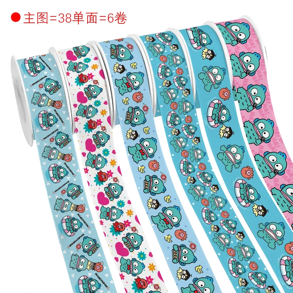 Mini Sanr Cute Hangyodon Printed Ribbon For Cheer Bows DIY Materials Headwear Cartoon Grosgrain Satin 10 Yards