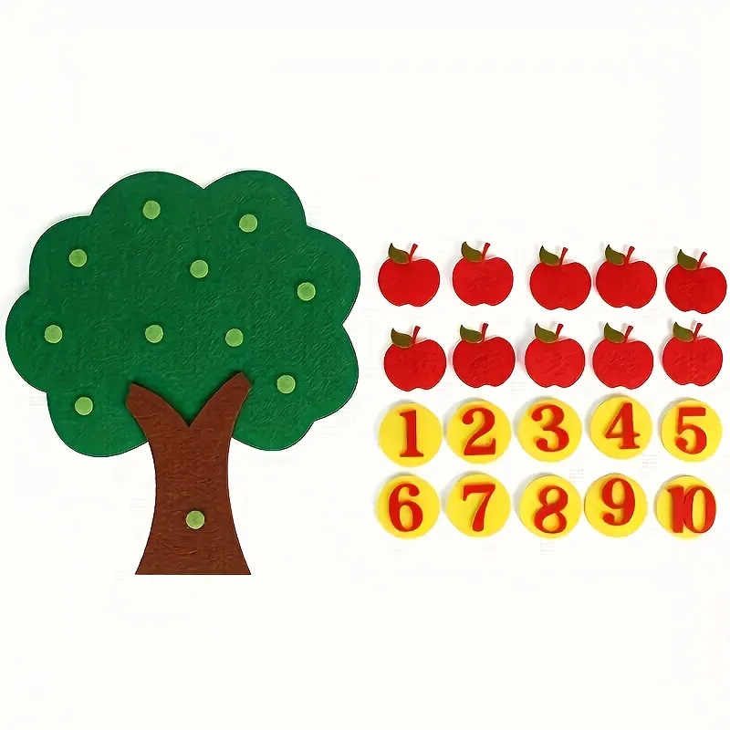 1 Stück DIY Filz-Apfelbaum, Zahlen-Apfelbaum, Lernbrett, Vlies-Filzbaum, Schulaktivitäten, Party-Dekoration zum Schulanfang – Detail 3
