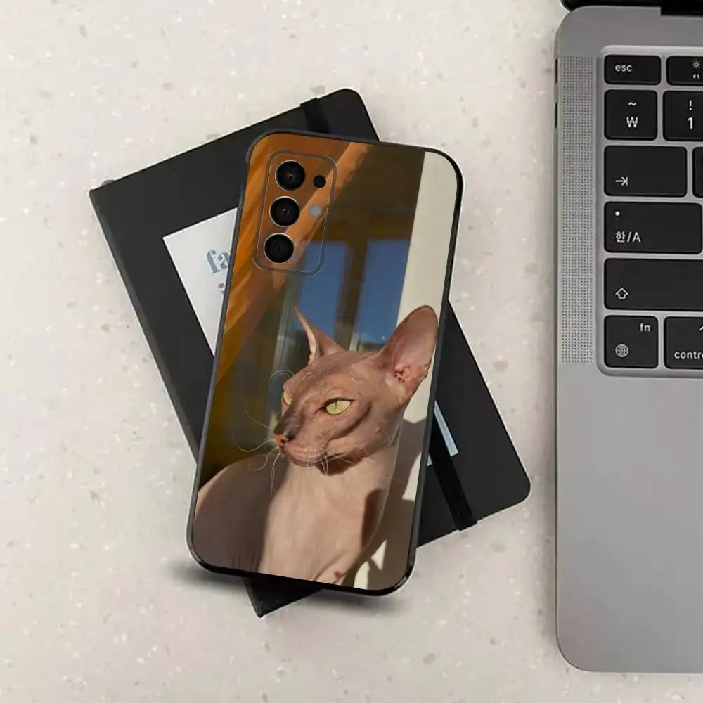 Funda Animal Sphynx Cat para Samsung Galaxy A91,A80,A73,A72,A71,A53A52,A32,A31A22,A21s,A20, cubierta negra