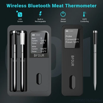 Wireless Bluetooth Meat Thermometer IP67 Waterproof Probes with LCD Screen Booster…