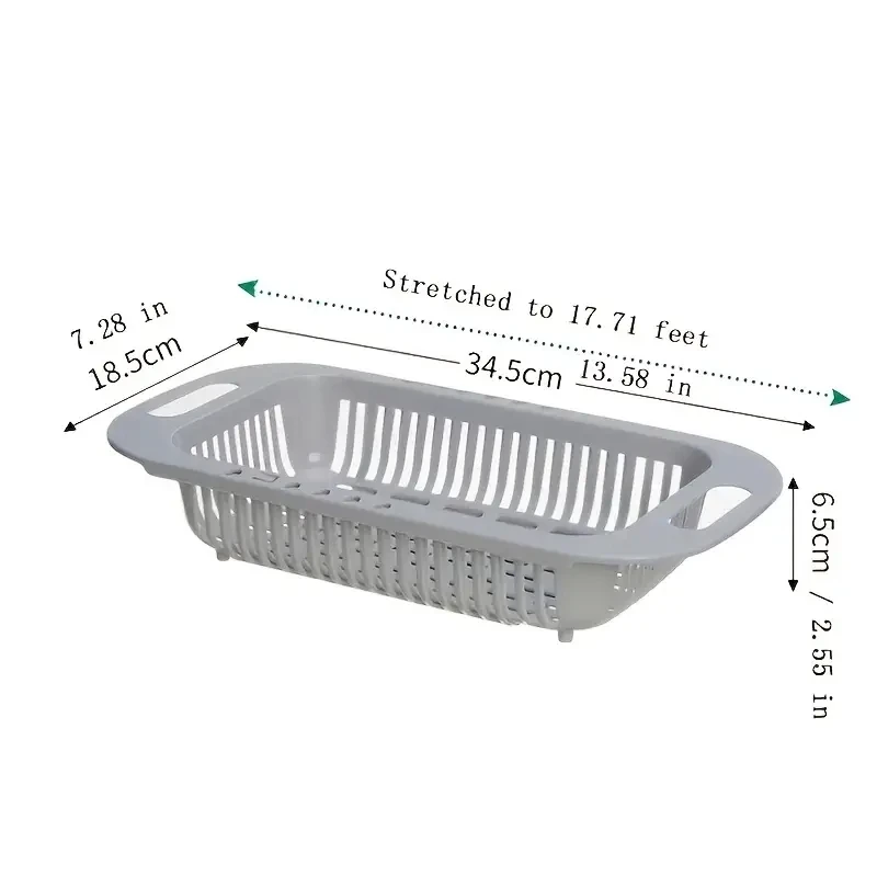 1pcThickened Retractable Sink Drain Rack, Plastic Dish Chopsticks Rack, Household Kitchen Vegetable Storage Rack, Drain Basket