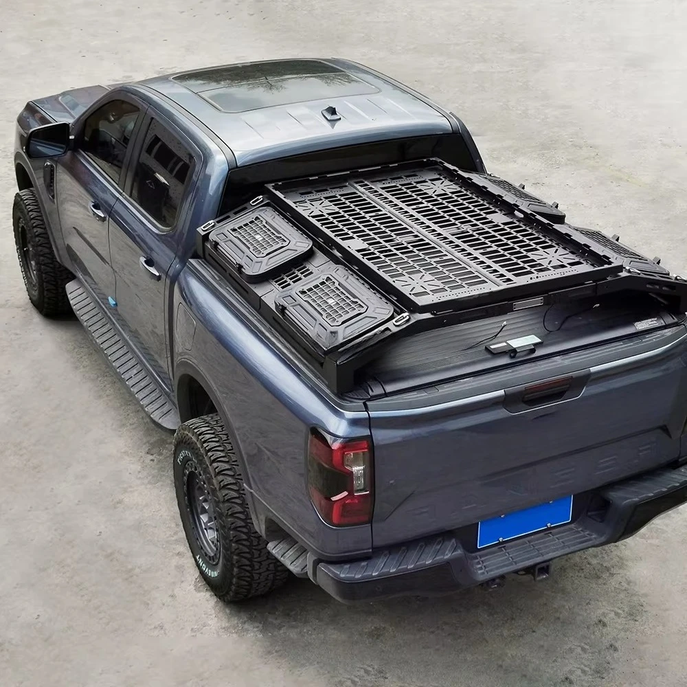 

AQTA Custom Universal Pickup Truck Bed Topper Roof Rack Luggage Gantry Stainless Aluminum Room Anti-Roll Bars Frame for Tool Rac