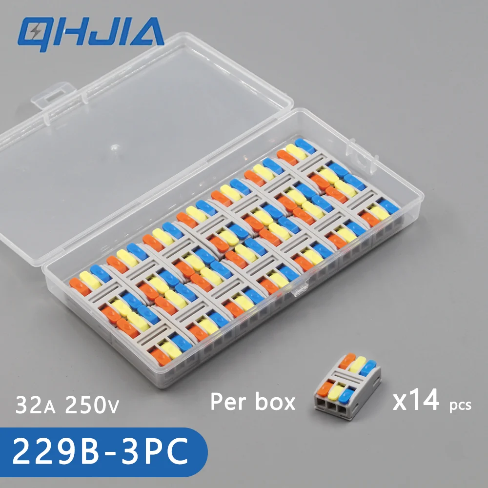 1 BOX Tool‑Free Mini Push‑in Terminal Block Splicable Quick Docking Wire Connector Press‑Fit Joint for Home Electrical Cablea