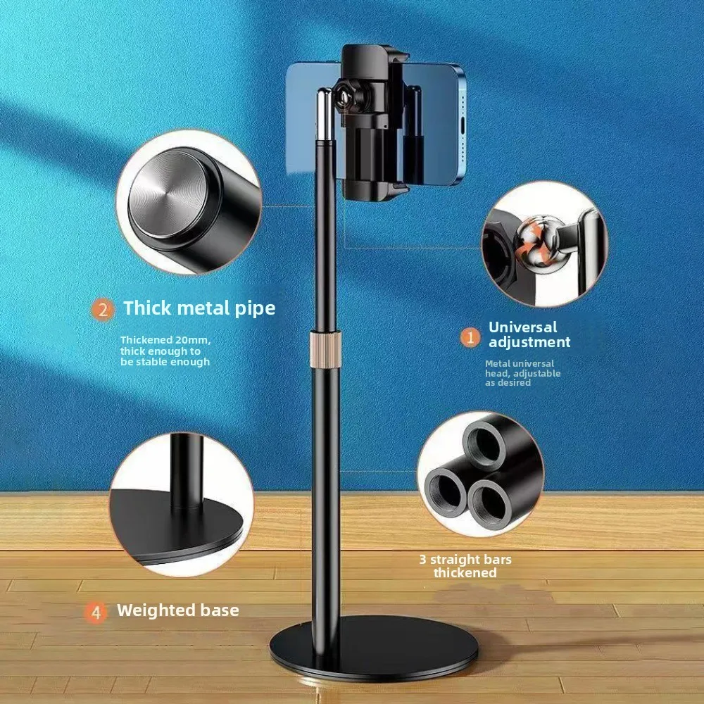 

Adjustable Height Telescopic Phone Stand Stable Base Portable Desktop Phone Holder Metal 360° Rotate Mobile Phone Bracket