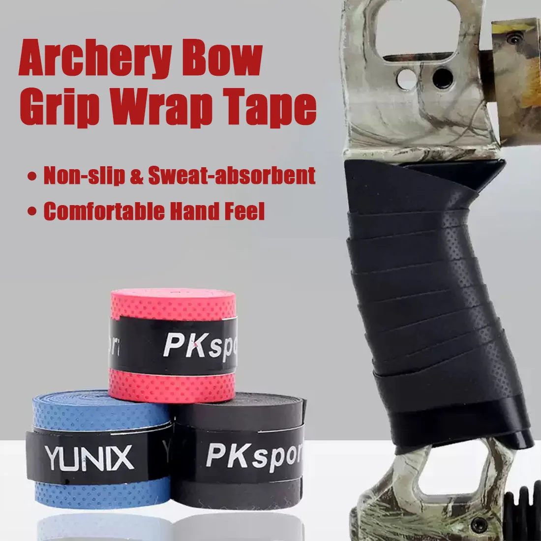 2pcs Archery Bow Grip Wrap Tape, Sweat-Absorbent Non-Slip Stretchy Handle Band, Outdoor Hunting Shooting Accessory, 5 Colors