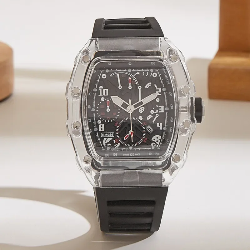 Fashion Men’s Quartz Wristwatch Mechanical Waterproof Automatic Luxury Male Watches Business Transparent Watch for Man