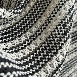 Hollowed Out Knitted Fabric Jacquard Black White Striped Yarn Mesh Fabric Elastic Cloth Diy Sewing for Clothing By The Meter