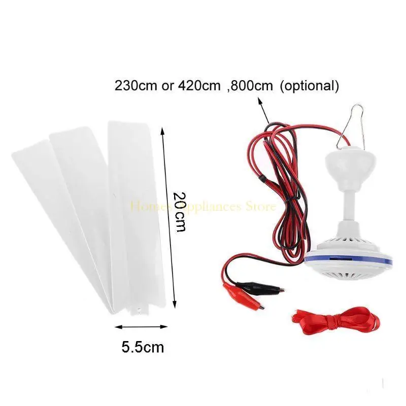 D0AB Camping في الهواء الطلق معلقة شرفة الشرفة المعلقة سقف السقف مروحة 12V-85V 19.6 "6W