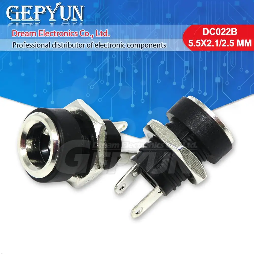 10PCS DC Netzteil Jack Buchse Weibliche Panel Mount Stecker 2Pin 5,5X2,1/5,5X2,5mm Stecker Adapter 2 Terminal Typ DC Stecker