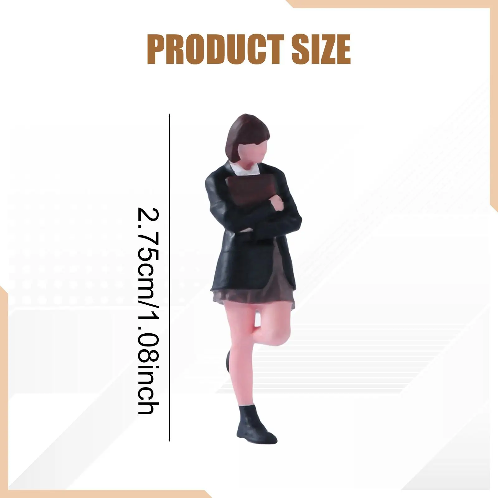 1/64 Girl Figure Model Short Haired Female Student Holding A Book Trains Architectural Movie Prop Painted Resin Figurine