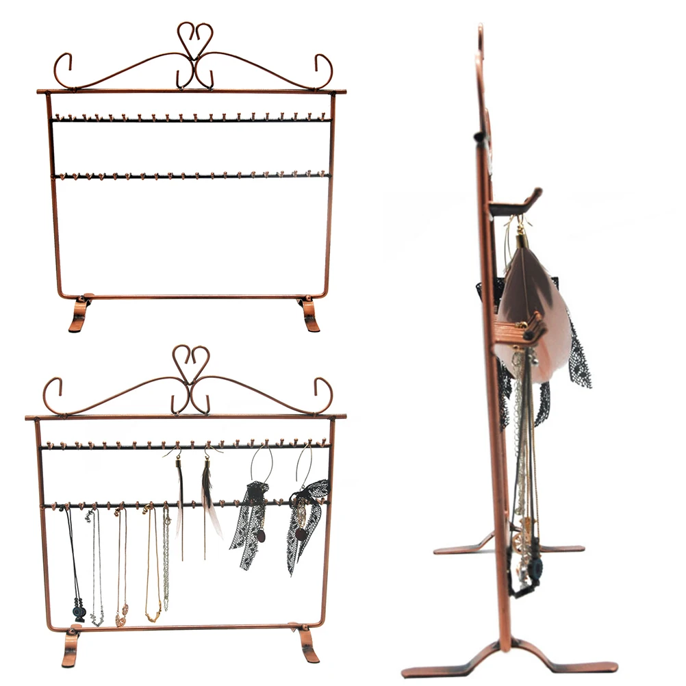 

Metal Necklace and Earrings Display Stand Stylish Jewelry Organizer Holder for Tabletop Dresser Storage Earring Display Holder