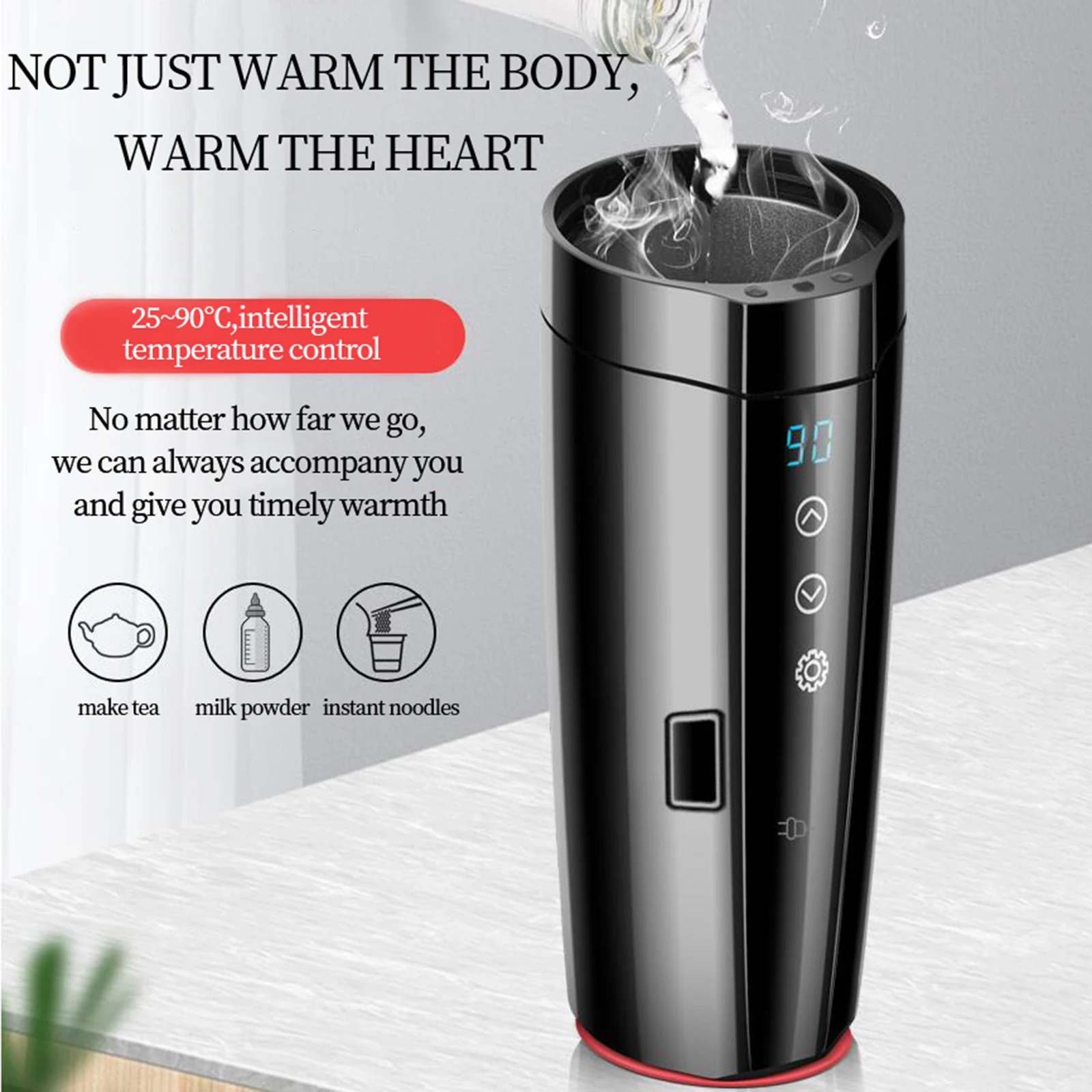 Winter Car Water Cup Car Kettle Boiler Insulation Cup Car Intelligent Digital Display Heating Insulation Electric Cup Car Kettle