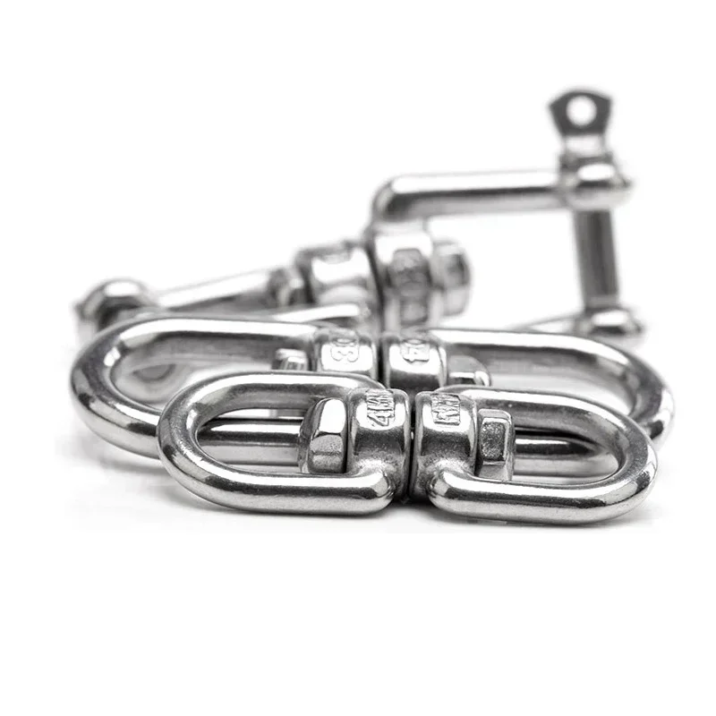 8-Shape 304# Stainless Steel Rotating Ring Wire Rope Connect Shackle  Fast Unloading Hook Hasps Connecting Buckle Size M4 to M22