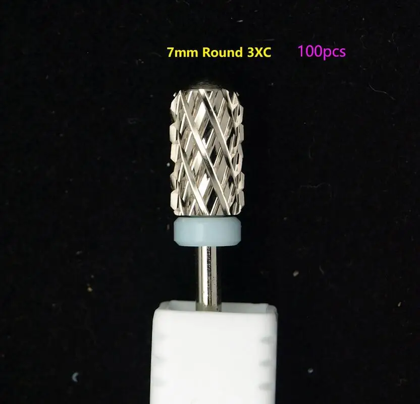 

100pcs Quality 6.6mm Big Round Top barrel Original Tungsten steel Carbide Manicure Nail drill bit File Accessories