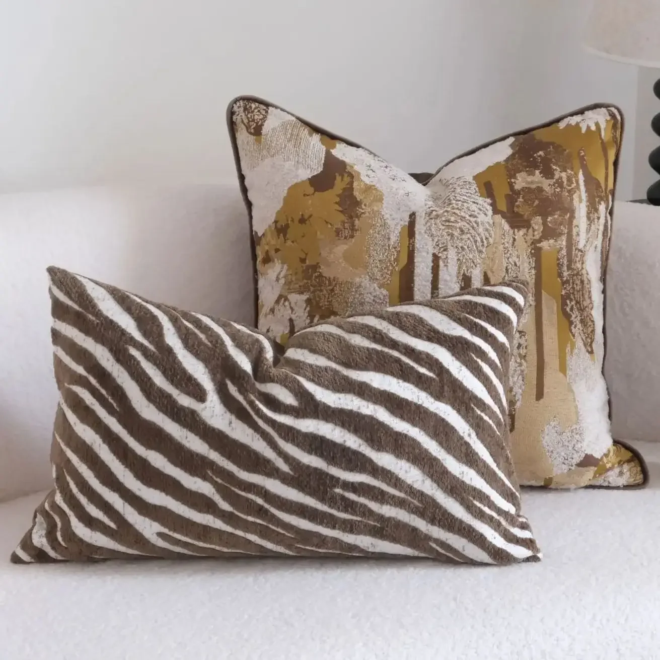 Modern American Zebra Print Throw Pillow  Cushion Cover Embossed Edge Decorative Pillow Case for Sofa Hotel Bed Home Decor
