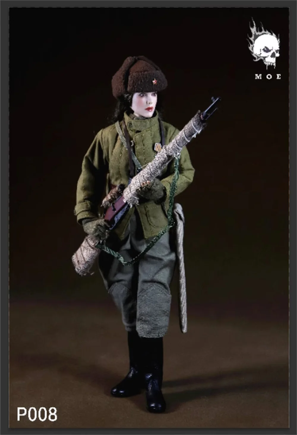 1/6 MOETOYS P008 WWII Series Soviet Female Sniper Winter Snow Full Set Action Figure with Platform Gift For Fan Collect