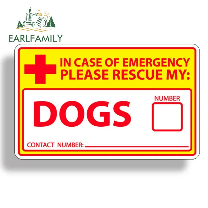 EARLFAMILY 13cm x 8.1cm For Service Dog Emergency Rescue Car Stickers Auto Air Conditioner Decal Graffiti Custom Printing
