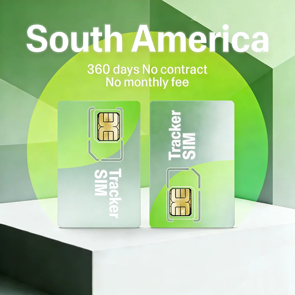 4G Tracker SIM Card for South America – Tri-Size, Cat1/Cat4, 360MB/360 Days, No Contract, GPS Compatible with ST-906, TK913, GT